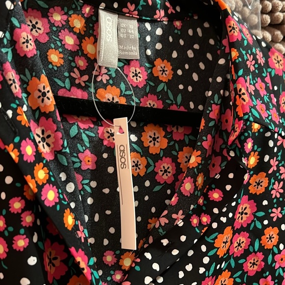 NWT- ASOS 12- MIX& MATCH FLORAL & BLACK BUTTON-UP LONG SLEEVE BLOUSE - Picture 8 of 12